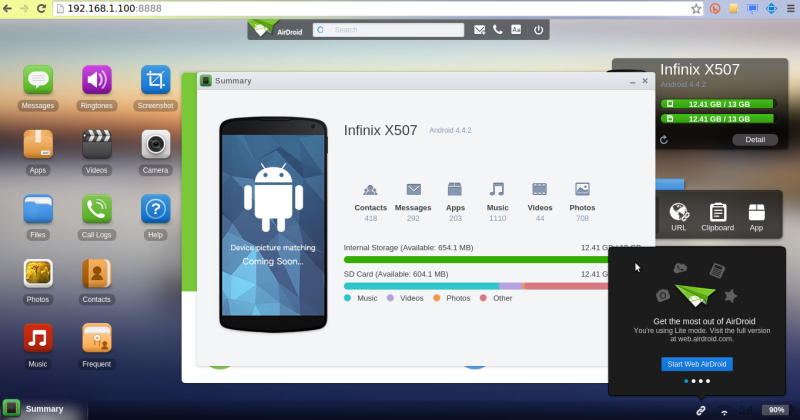 airdroid phone page