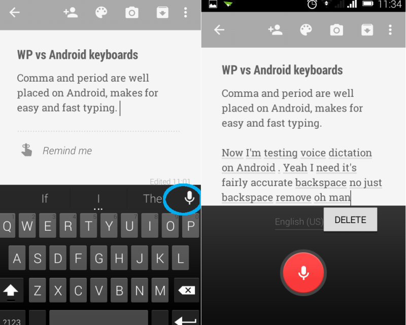 Android Keyboard Voice dictation