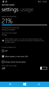 windows phone 8.1 battery saver