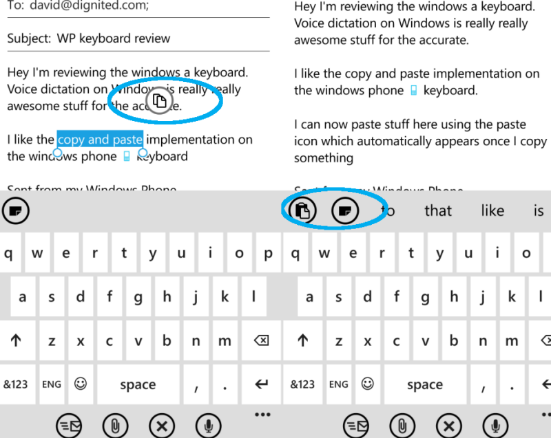 windows Phone keyboard copy and paste