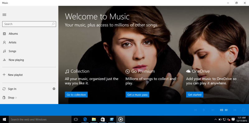 windows 10 music