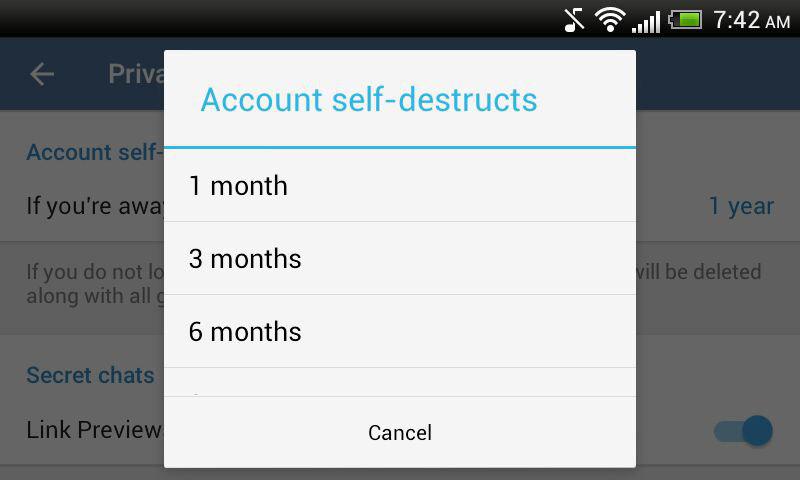 Telegram Account Self Destruct