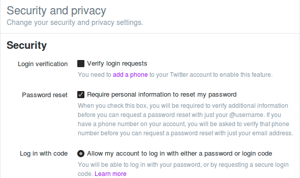 twitter two step verification
