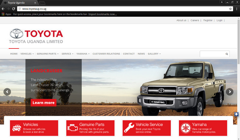 Toyota Website Screenshot
