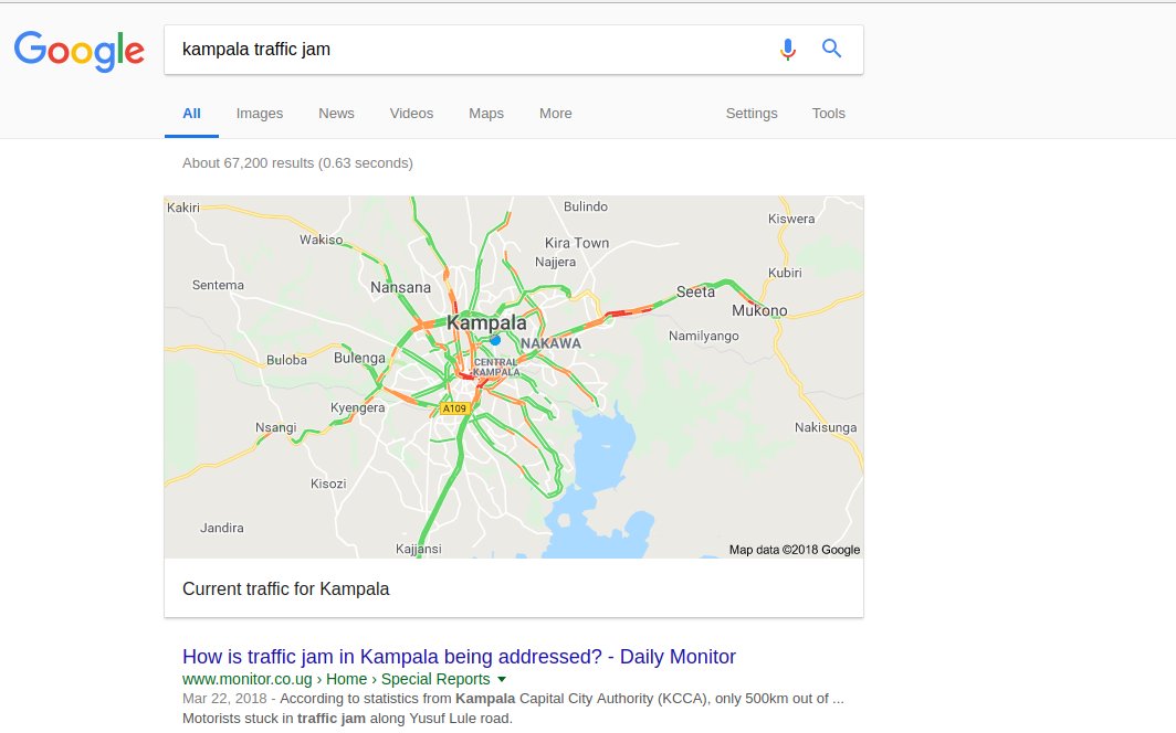 Kampala traffic updates Google search