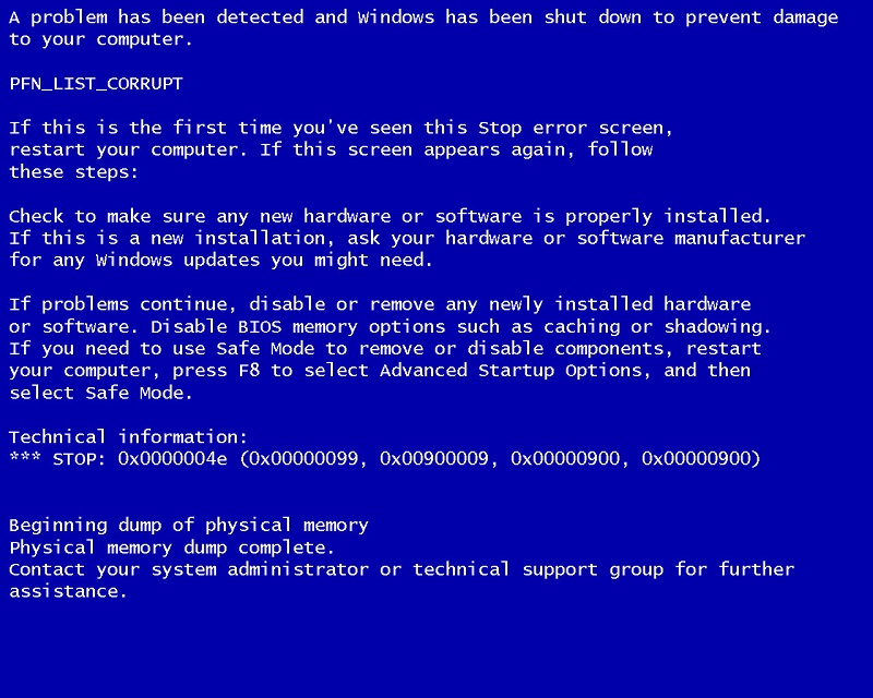 virus scan motives blue screen