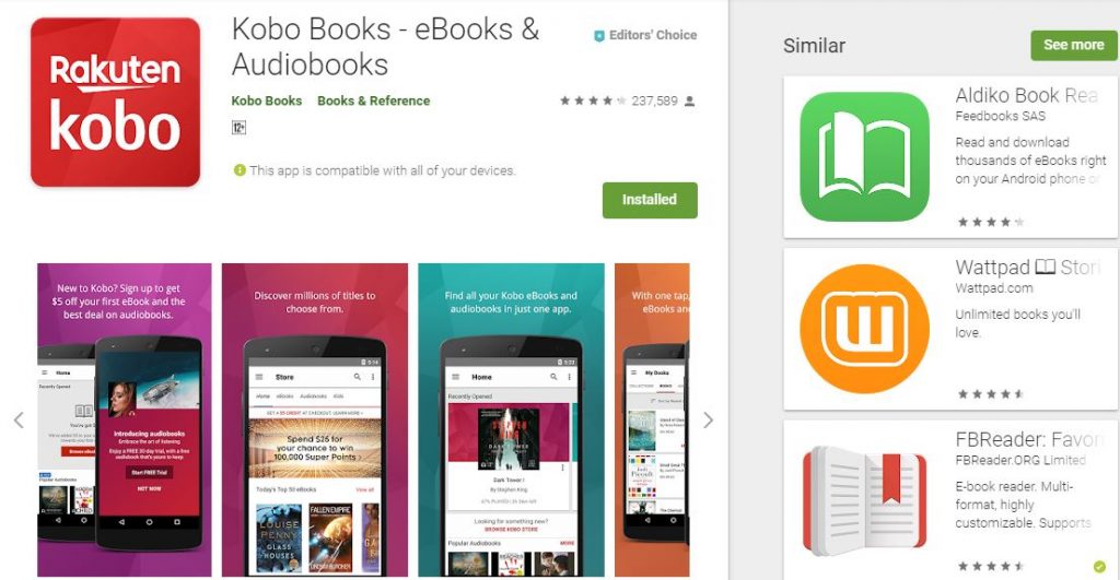 Kobo Top 5 Android eBook readers