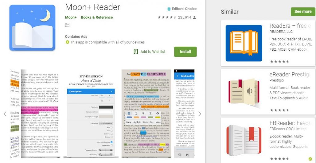 Moon+ Reader Top 5 Android eBook readers