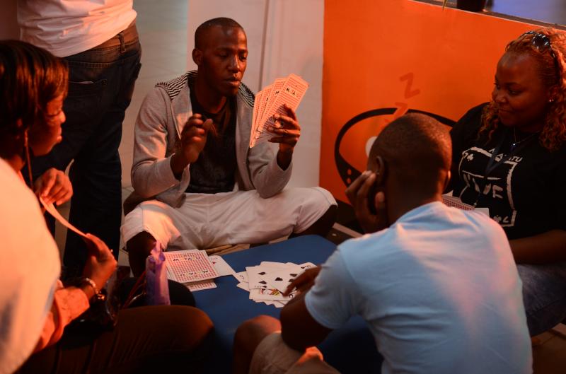 Matatu game fans playing game at Orange Expo 2013
