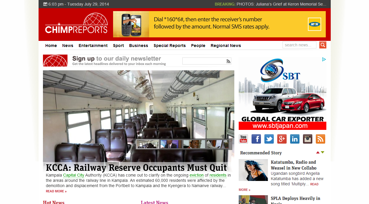 Chimpreports landing page