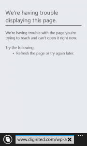 Windows phone IE failing to load 