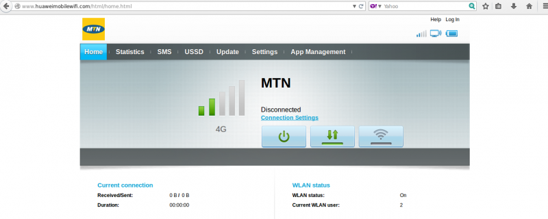 Huawei Mobile WiFi E5573s-320 web interface