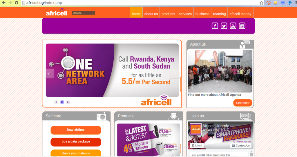 Africell Uganda website