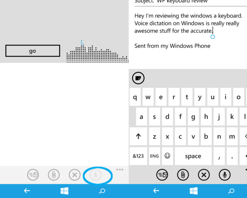 windows Phone keyboard Voice dictatioin