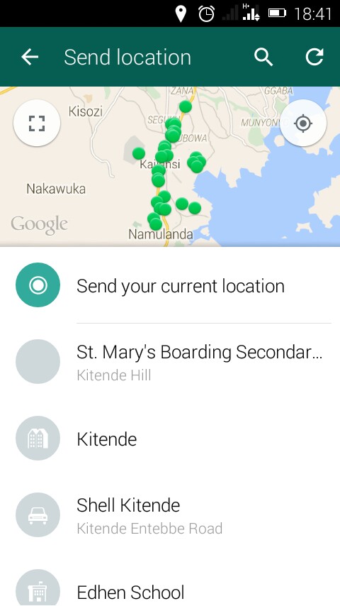 how can send my location on whatsapp
