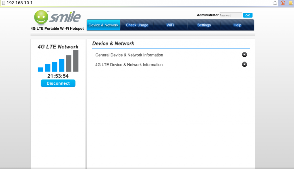 smile mifi web interface