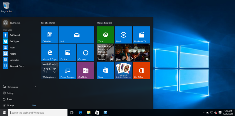 windows 10 start menu