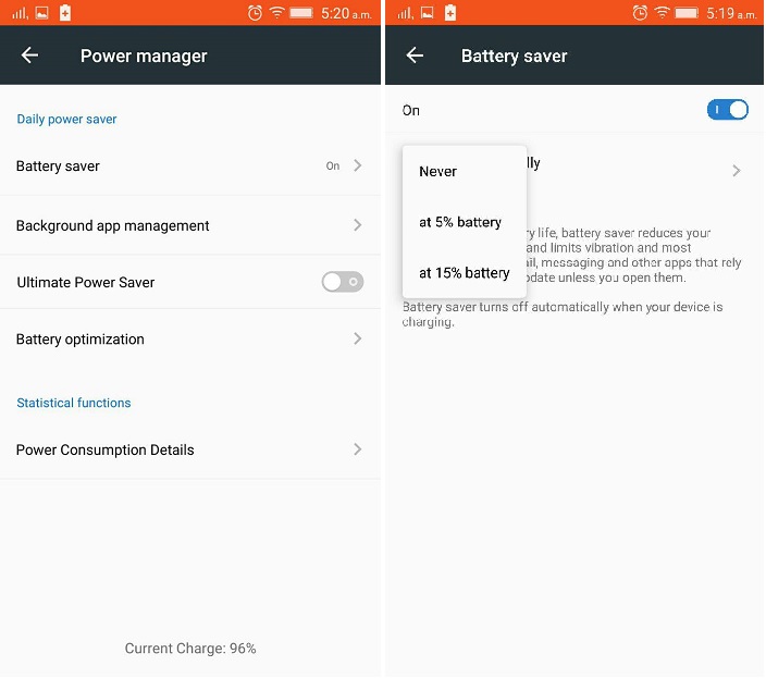 Lenovo K3 Note Battery saver