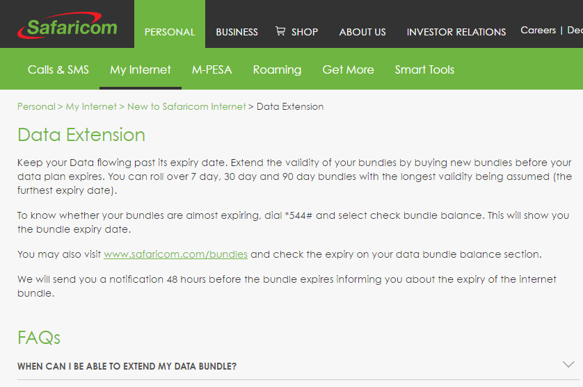 safaricom data extension