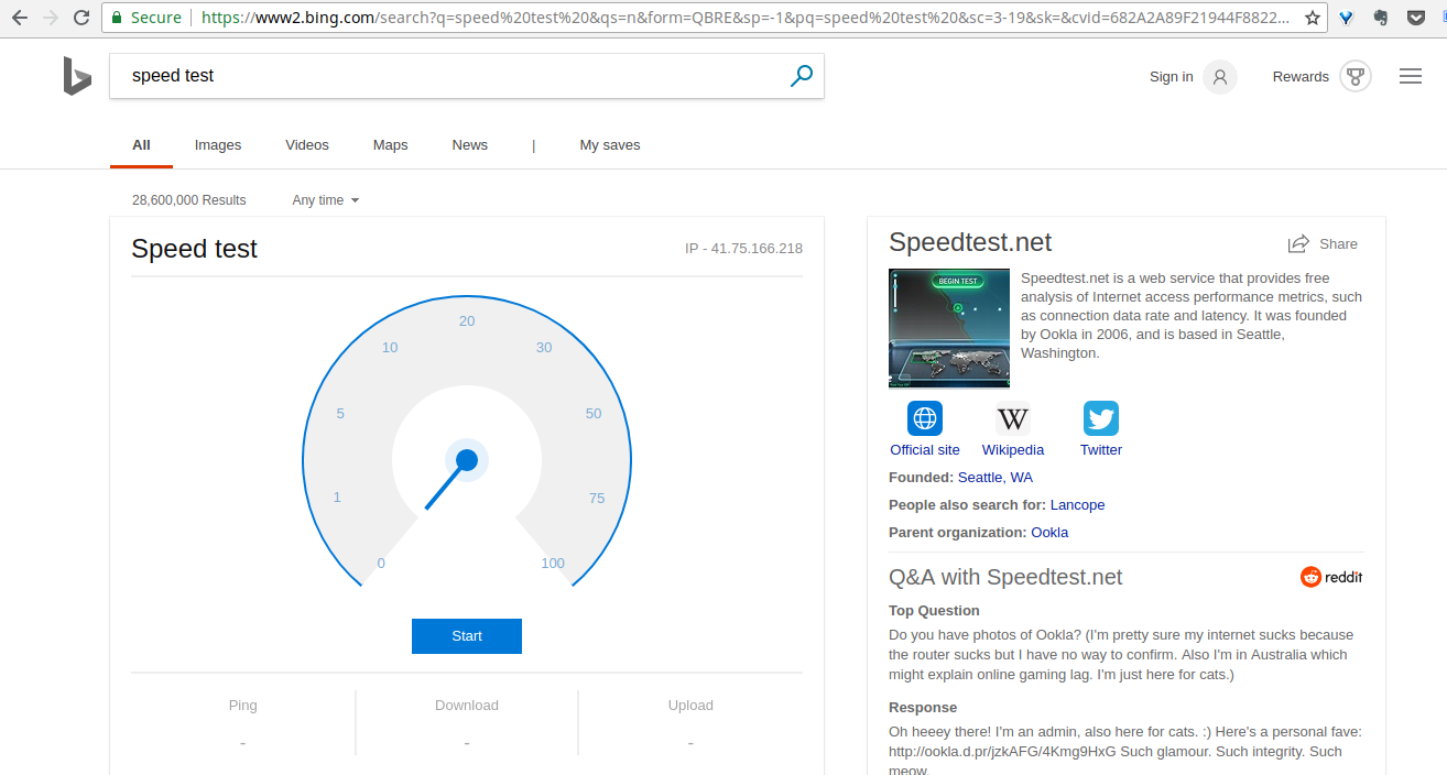 bing speed test 