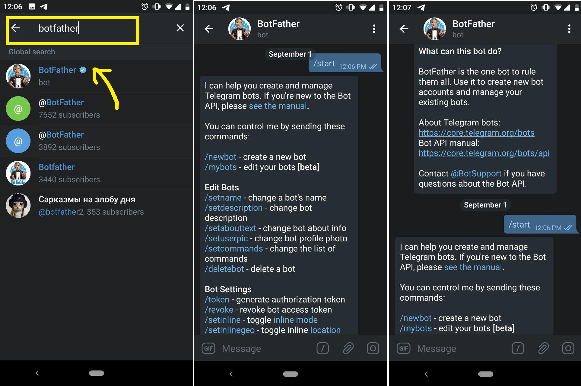 Create Telegram Bot 