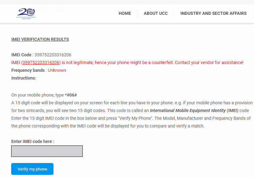 Device IMEI Number  Find out whether your device is genuine or counterfeit - 91