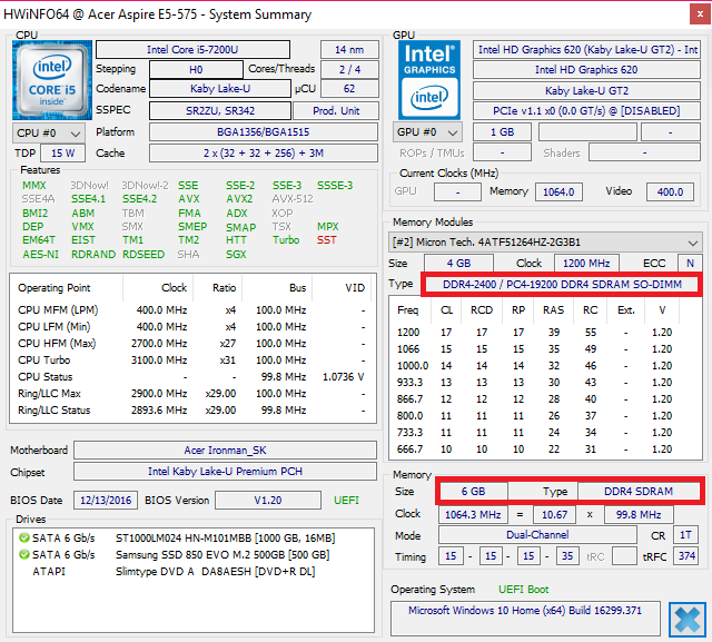 HWinfo Computer RAM