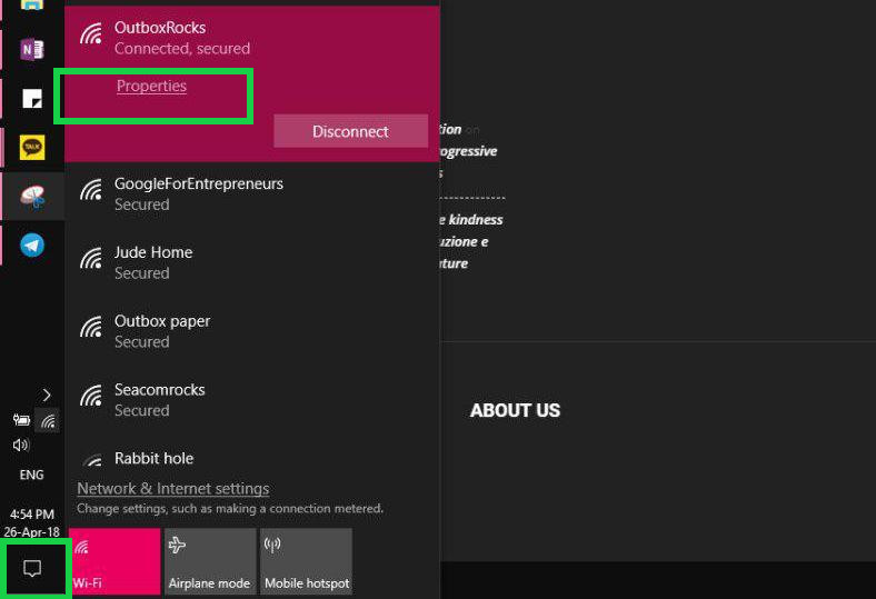 network properties windows