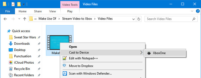 how to stream video from windows 10 pc to xbox one