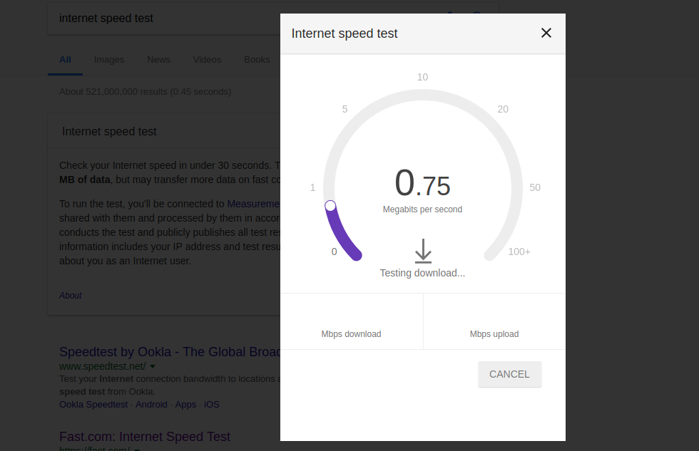 internet speed test google search
