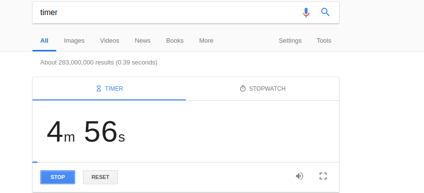 Timer Google search