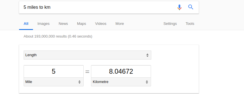 unit converter Google search