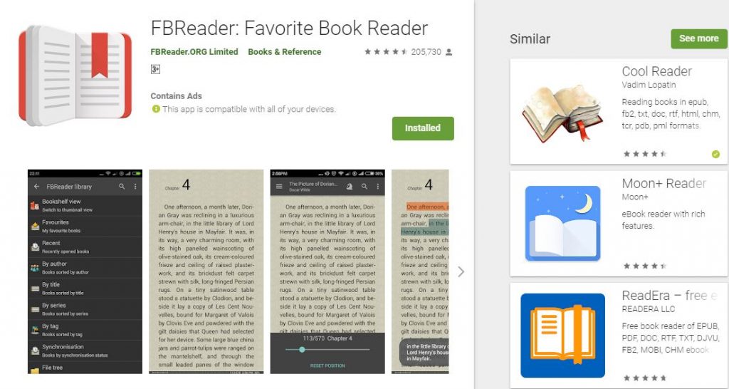 FBReader Top 5 Android eBook readers