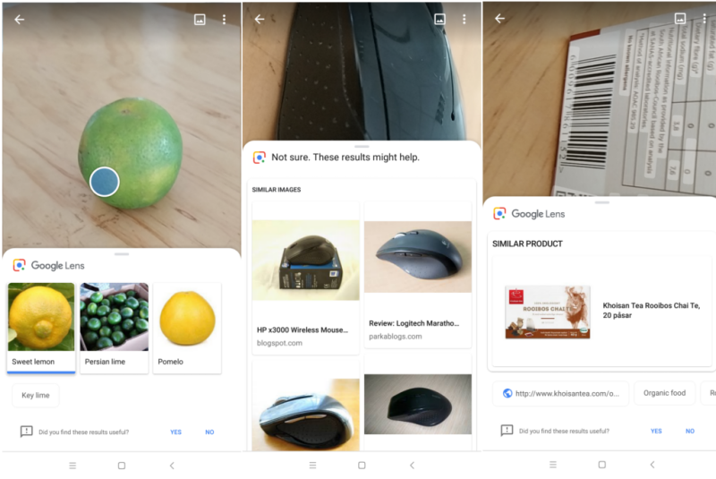 google lens identifying oranges, mouse and qr codes