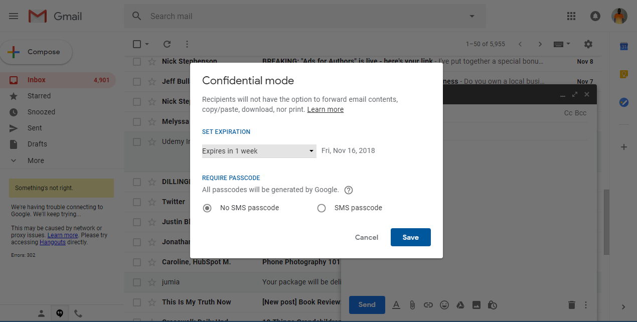 gmail confidential mode