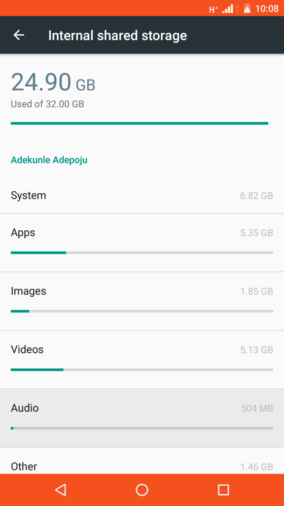 Storage space on Android phone