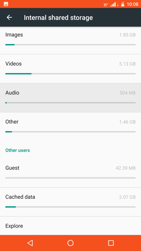 Storage space on Android phone