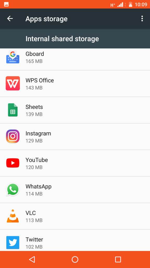 Storage space on Android phone