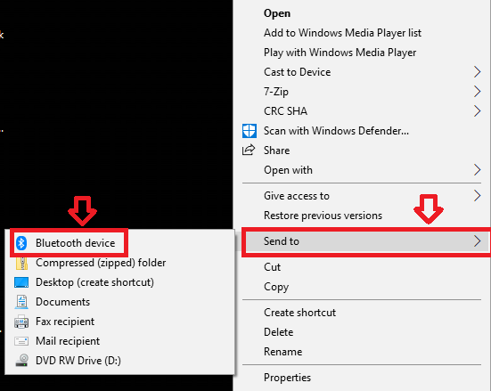 Share files via Bluetooth