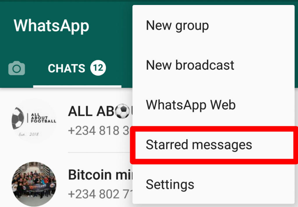 WhatsApp Starred Messages