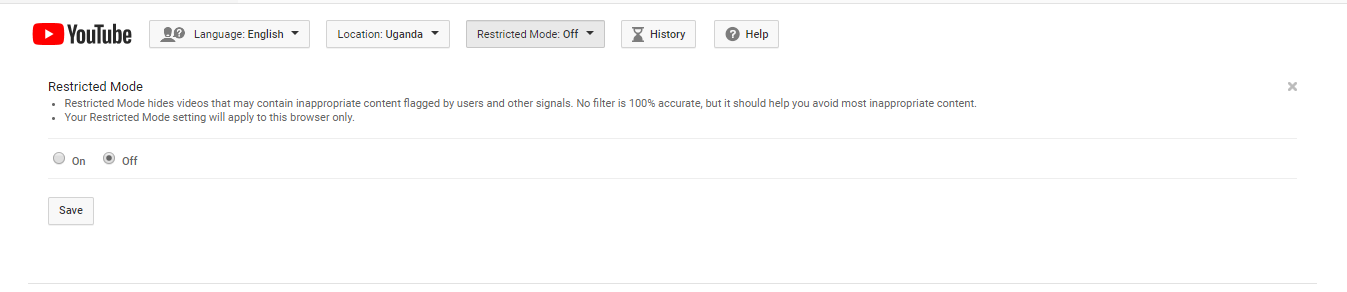 YouTube restricted mode