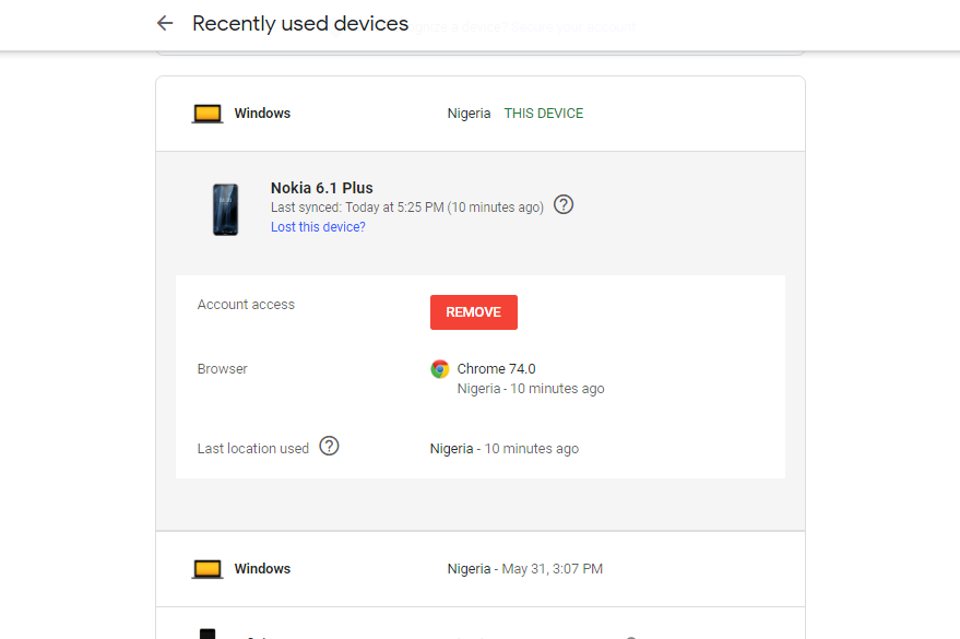 manage devices connected to your Google account