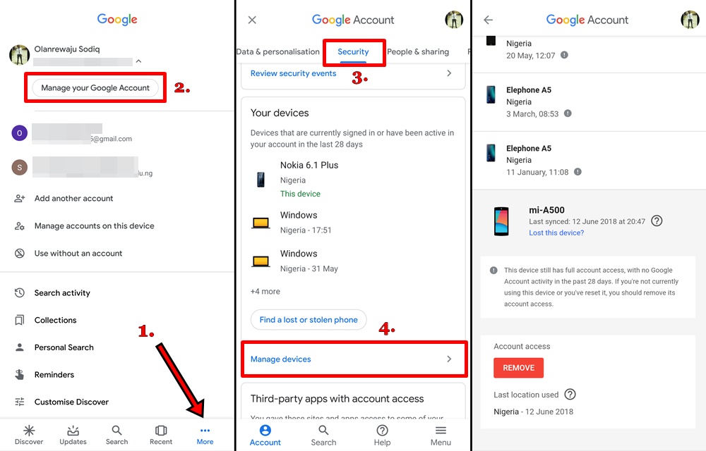 Google account connected devices