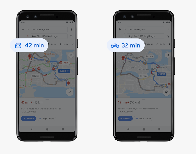 Travel Mode for Motorbike on Google Maps