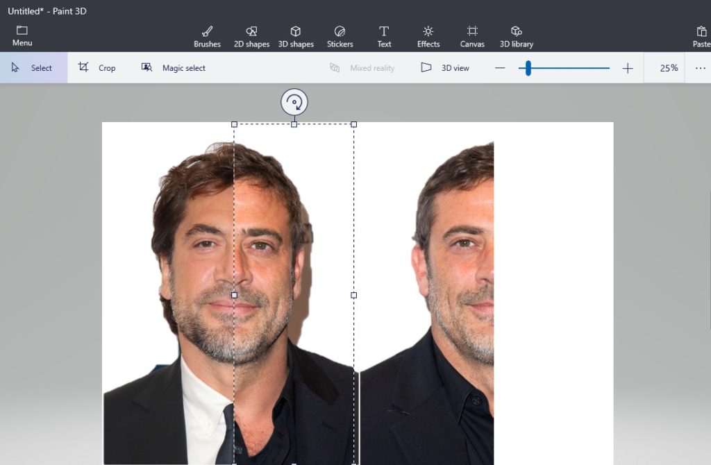 How to merge two images into one with microsoft paint 3d dignited