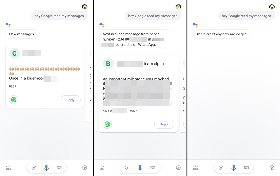 Google Assistant read slack messages