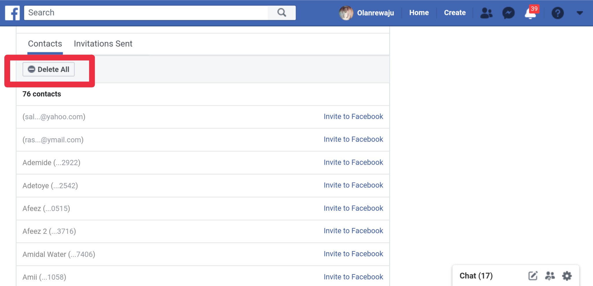 how to delete your phone contacts uploaded on Facebook