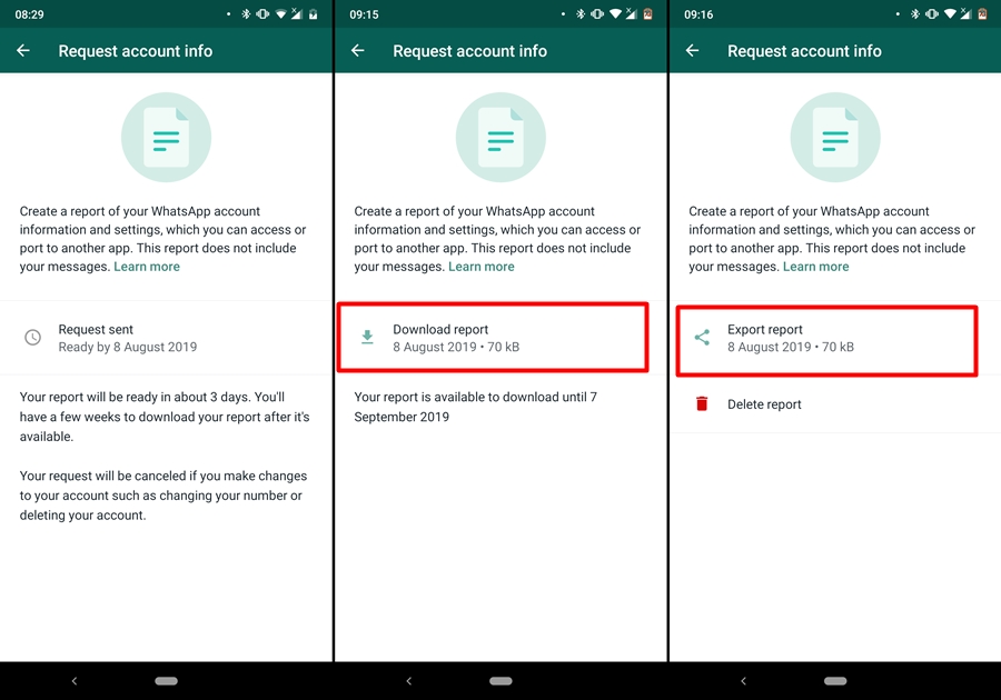 How to view &amp; download all your WhatsApp account information - Dignited