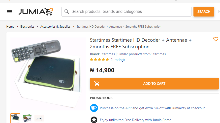 startimes decoder + anteena