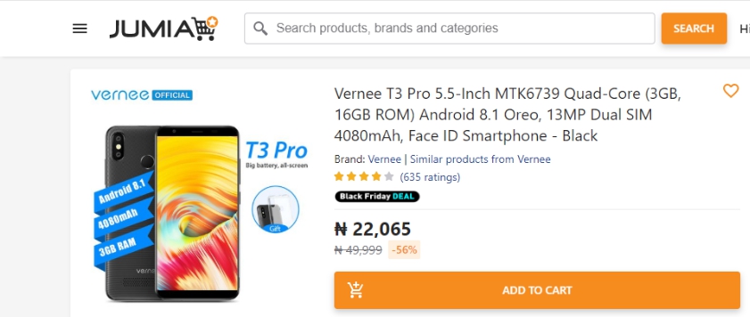 Jumia Nigeria Black Friday Smartphone Deal